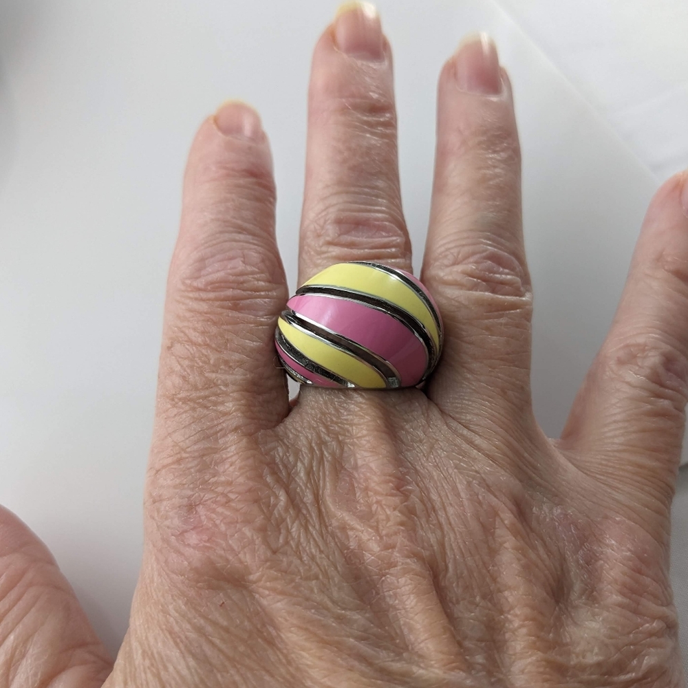 Pink & Yellow Dome Ring